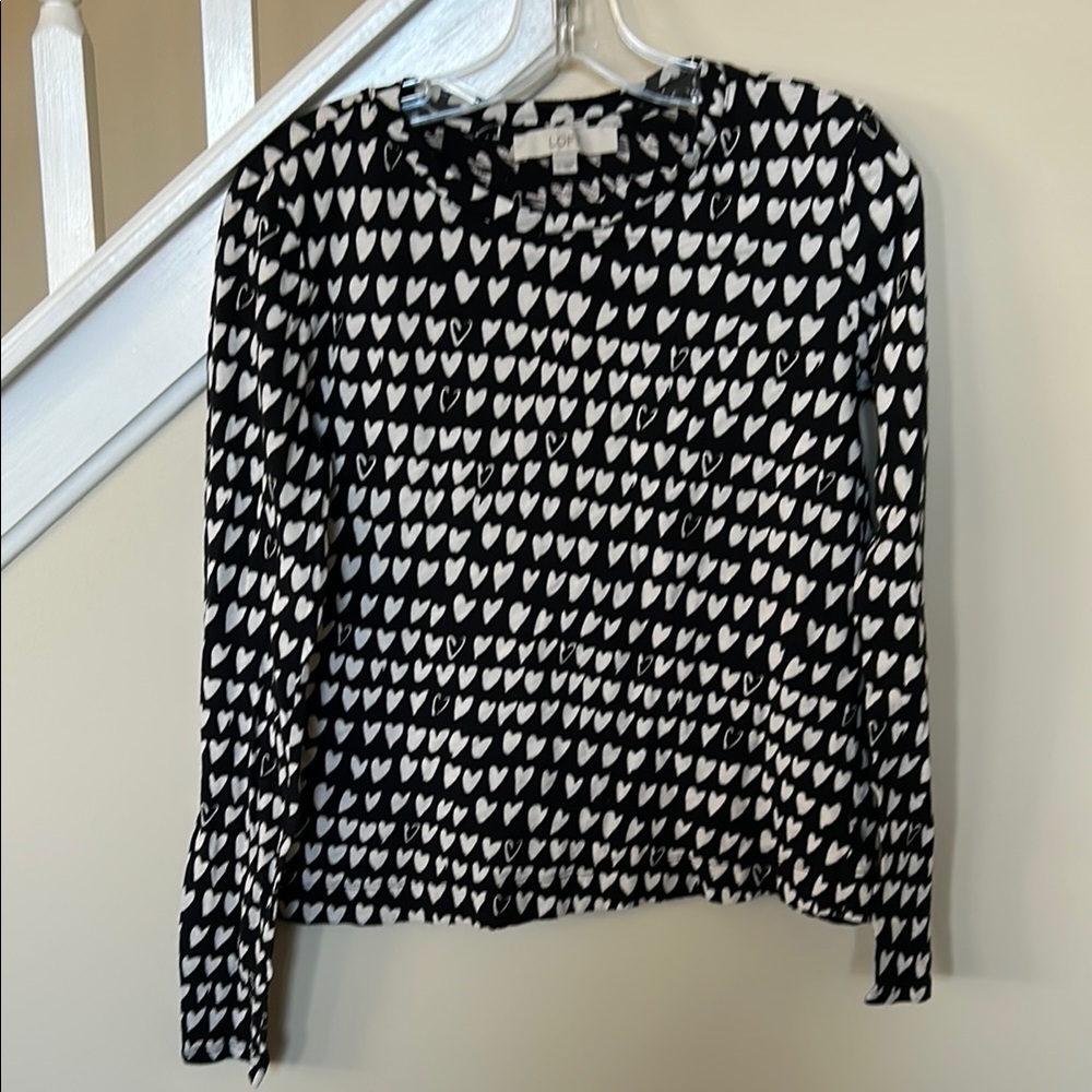 Heart Pattern Black and White Women's Top